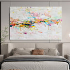 “Colorful Confetti Burst in Pinks, Blues & Yellows” - Abstract Impasto Painting On Canvas PT044