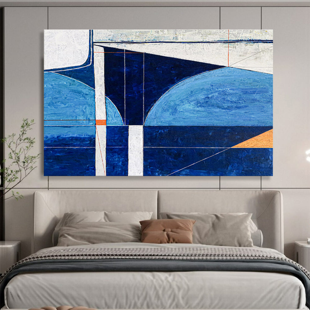 “Geometric Blue Abstract” - Abstract Painting On Canvas DKS540