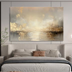 Golden River Mist - Ethereal Landscape Painting On Canvas DKS323