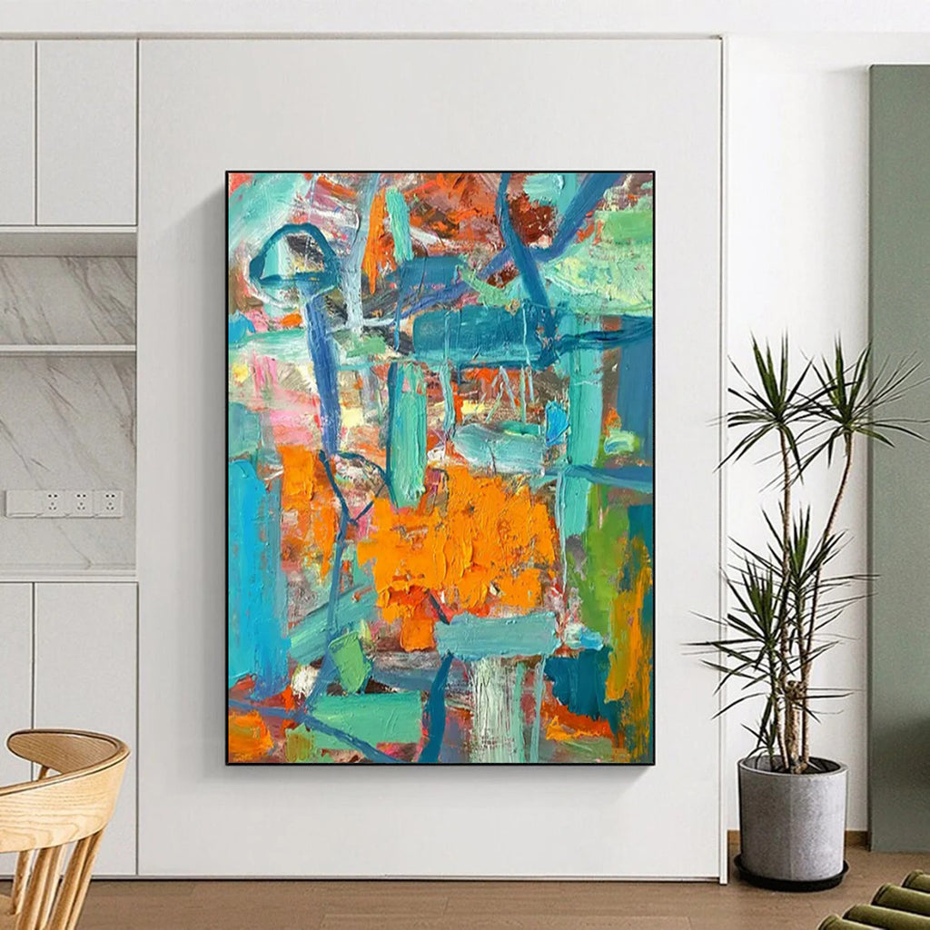 “Colorful Abstract Chaos” - Expressionist Abstract Painting On Canvas PT2291