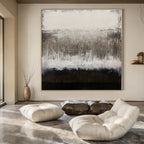 Gray, Black and White with Textured Drips "Moody Melancholy" Abstract Painting On Canvas PS1137