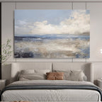 Muted Blue Seaside - Calming Seascape Painting On Canvas DKS337