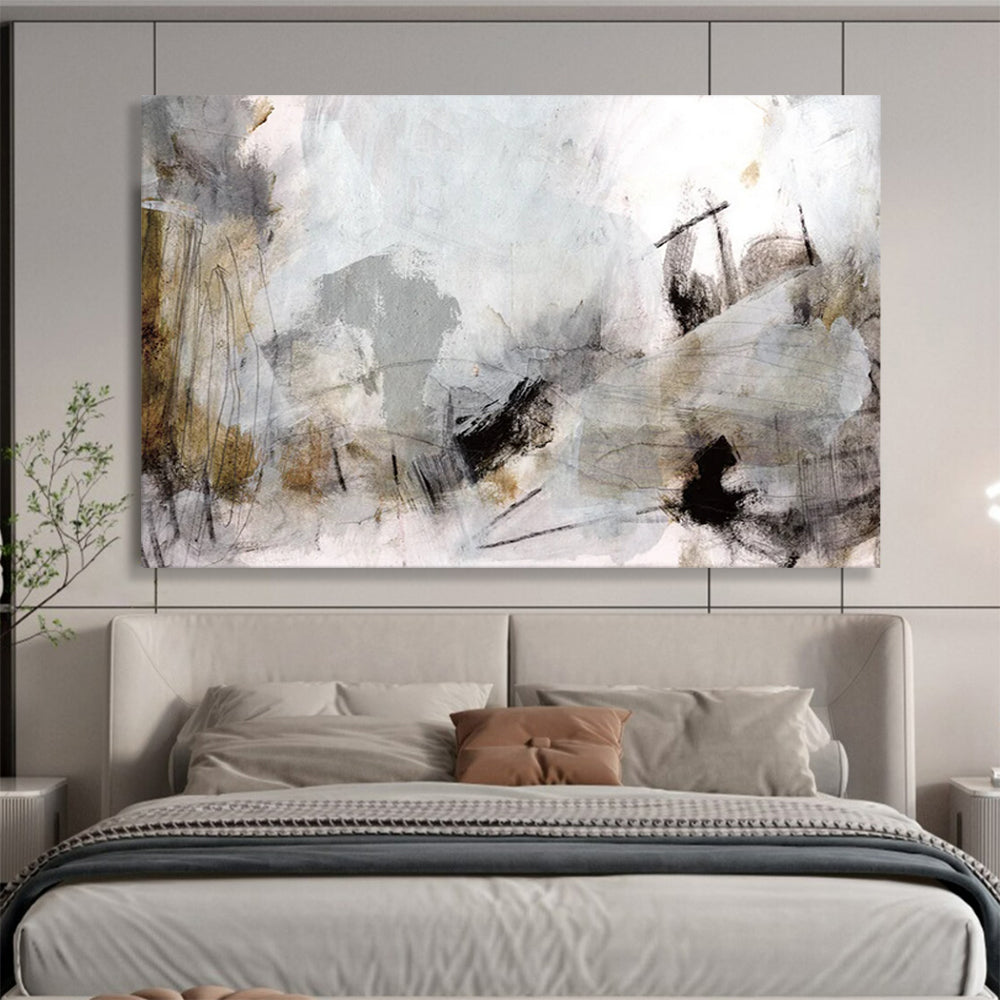 “Soft Gray and Brown Abstract Landscape” - Ethereal Abstract Painting On Canvas PT135