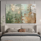 “Green and Brown Textured Abstract” - Earthy Abstract Painting On Canvas PT107