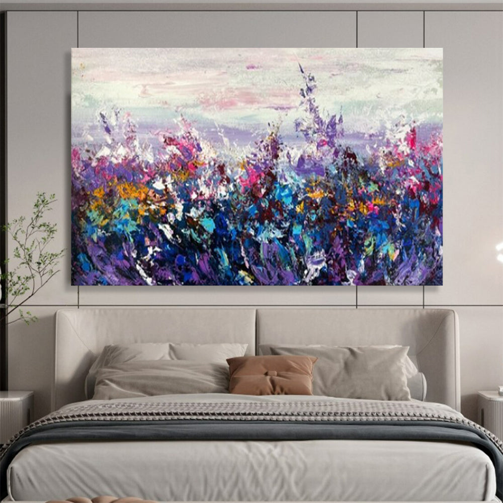 “Purple - Hued Wildflower Field” - Impressionistic - Colors Painting On Canvas PT1530