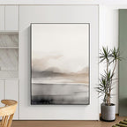 “Ethereal Gray - Beige Watercolor Mountains” - Watercolor Painting On Canvas PT2060