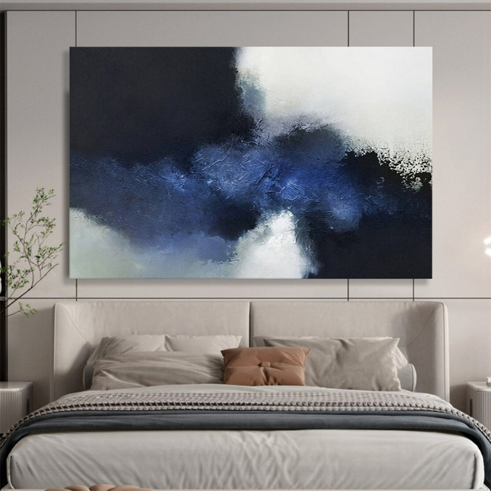 “Blue - White Abstract Clouds” - Monochromatic “Ethereal Skies” Painting On Canvas PT1661