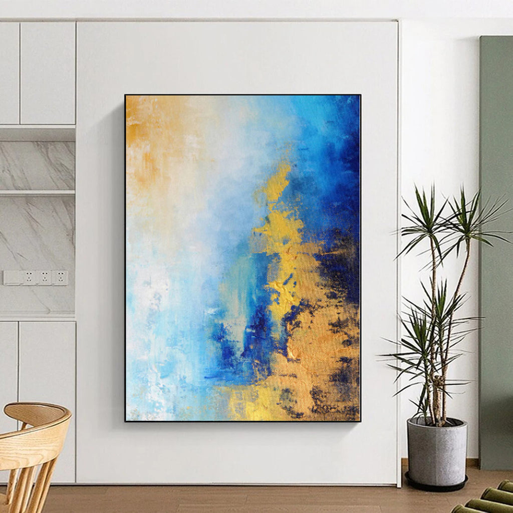 “Blue and Gold Abstract Horizon” - Abstract Seascape - Inspired Painting On Canvas PS0018