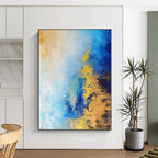 “Blue and Gold Abstract Horizon” - Abstract Seascape - Inspired Painting On Canvas PS0018