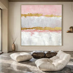 “Pink - Gold Striped Elegance” - Glam Abstract Painting On Canvas PS0207