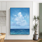 “Blue Sky and Ocean” - Realist Seascape Painting On Canvas PT2298