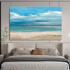 “Calm Beach Seascape” - Realistic Seascape Painting, Fits Family Room & Beach - Themed Nursery DKS638