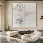 “White Textured Distressed” - Raw Abstract Painting On Canvas PS0149