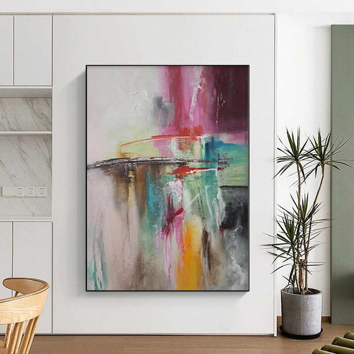 “Color Clash Abstract” - Modern Abstract Painting On Canvas PS0056