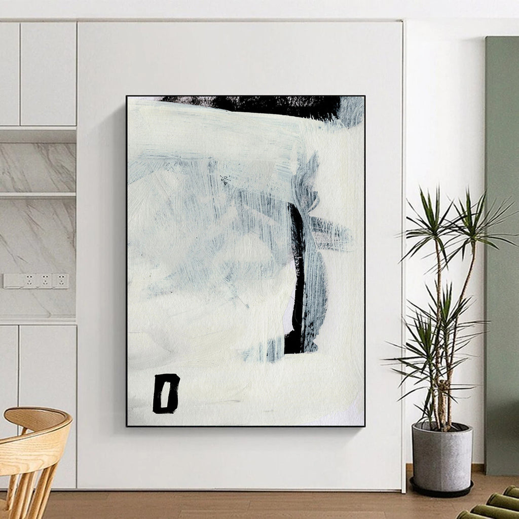 “Minimalist Black & White” - Simple Shapes & Subtle Textures Painting On Canvas DS204