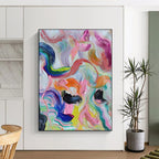 “Rainbow Swirl Abstraction” - Multicolor Abstract Painting On Canvas PS0479