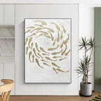 “Gold Fish Swirl” - Abstract, Symbolic Painting On Canvas PT1544