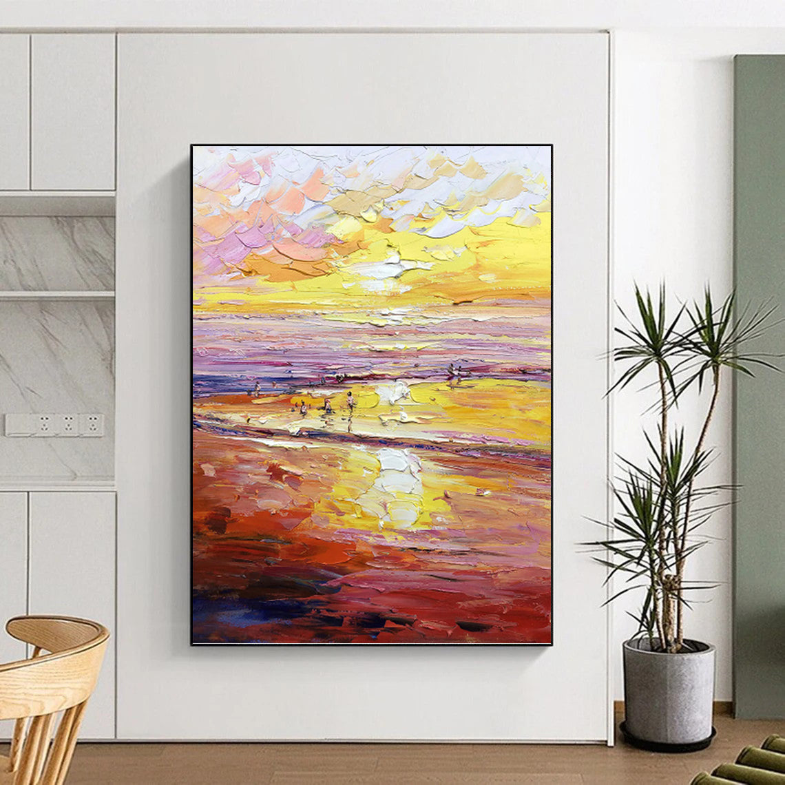 “Colorful Sunset Beach” - Impressionist Seascape Painting On Canvas PT1306