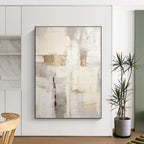“Neutral - Toned Grid Abstract” - Minimalist Abstract Painting On Canvas PT1255