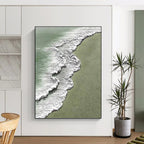 “Textured Beach Wave Scene” - Impasto Landscape Painting On Canvas PT1200
