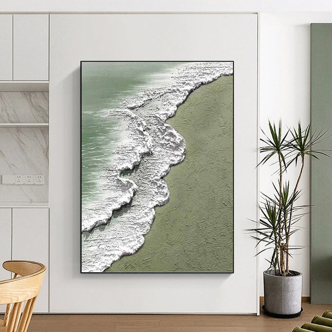 “Textured Beach Wave Scene” - Impasto Landscape Painting On Canvas PT1200