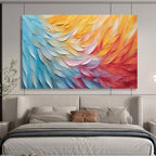 “Color - Blended Feather Waves” - Textured Abstract Painting On Canvas PT201