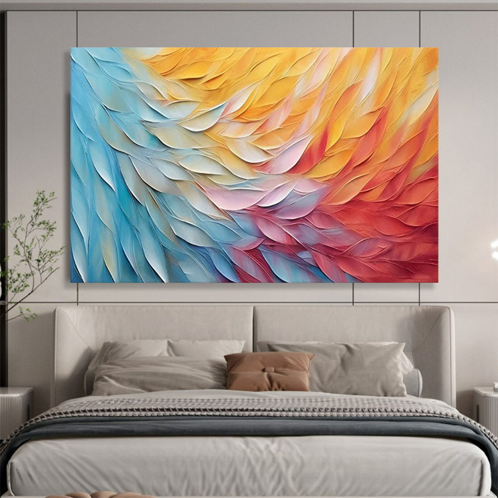 “Color - Blended Feather Waves” - Textured Abstract Painting On Canvas PT201