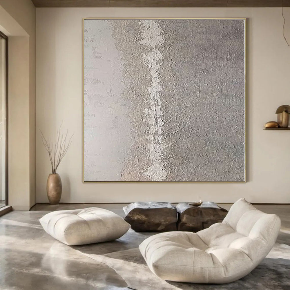 “Gray - White Textured Abstract” - Subtle Abstract Painting On Canvas PS0113