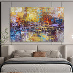 Colorful Abstract Cityscape Abstract Expressionist Painting On Canvas DKS154