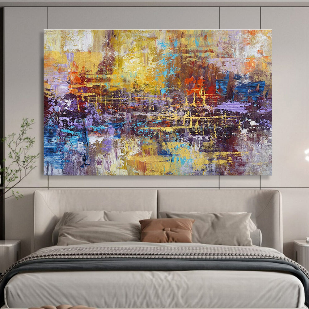 Colorful Abstract Cityscape Abstract Expressionist Painting On Canvas DKS154
