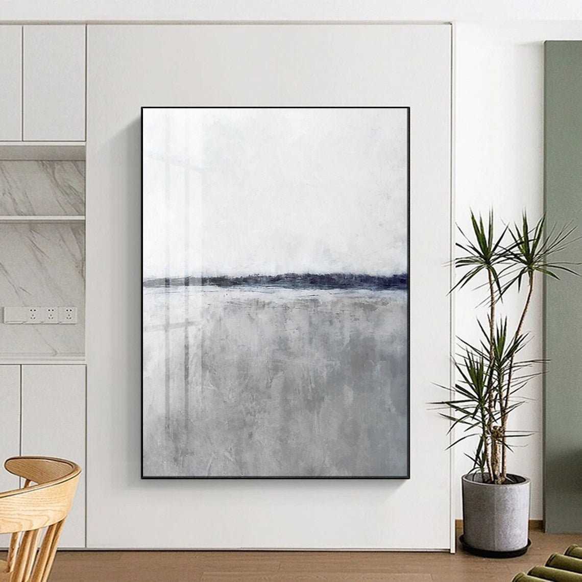 “Monochrome Coastal Horizon” - Minimalist Painting On Canvas PT2024