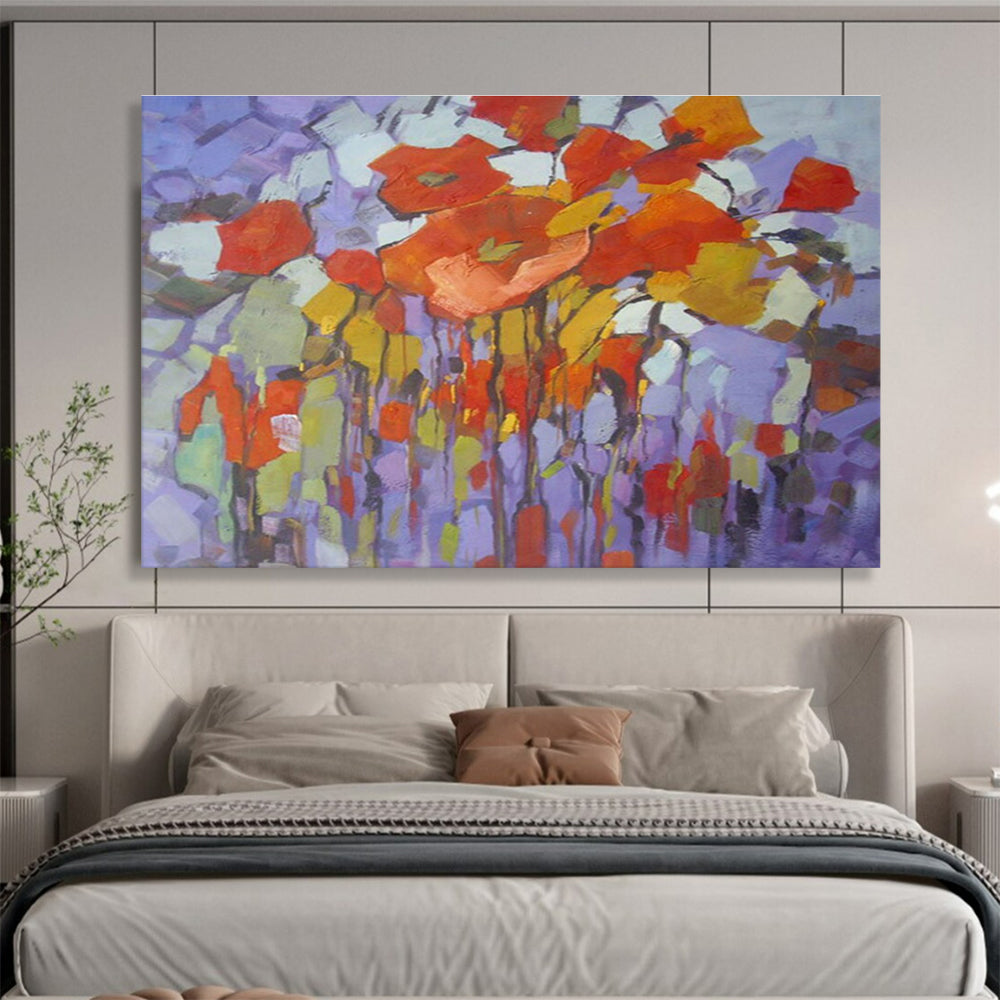 “Colorful Cubist Flowers” - Cubist Oil Painting On Canvas DKS853