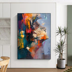 “Color - Blocked Abstract Portrait” - Expressive Abstract Painting On Canvas DS285
