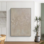 “Beige Textured Minimalism” - Beige, Gray Abstract Textured Minimalist Painting On Canvas PS0579