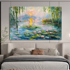 “Monet - Inspired Lilies” - Impressionistic Water - Lily Painting On Canvas PT194