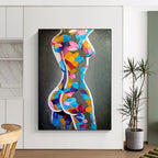 “Colorful Abstract Female Form” - Cubist - Inspired Acrylic Painting On Canvas PT2188