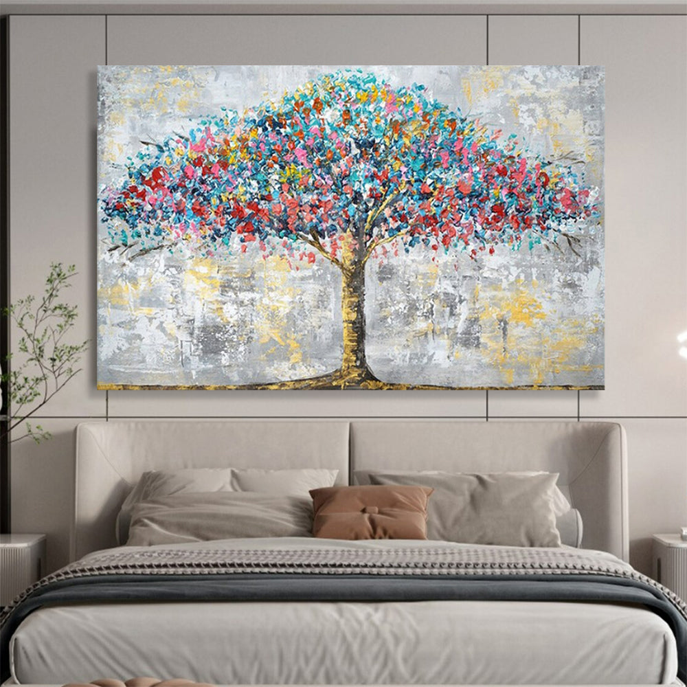 “Colorful Blossom Tree” - Impasto Oil Painting on Canvas PT1514