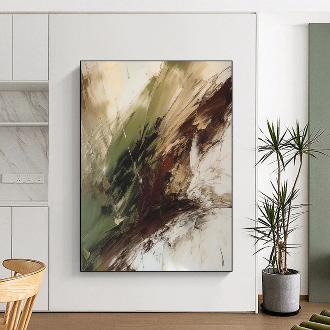 Green - Brown Abstract Earth Tones Painting On Canvas DS118