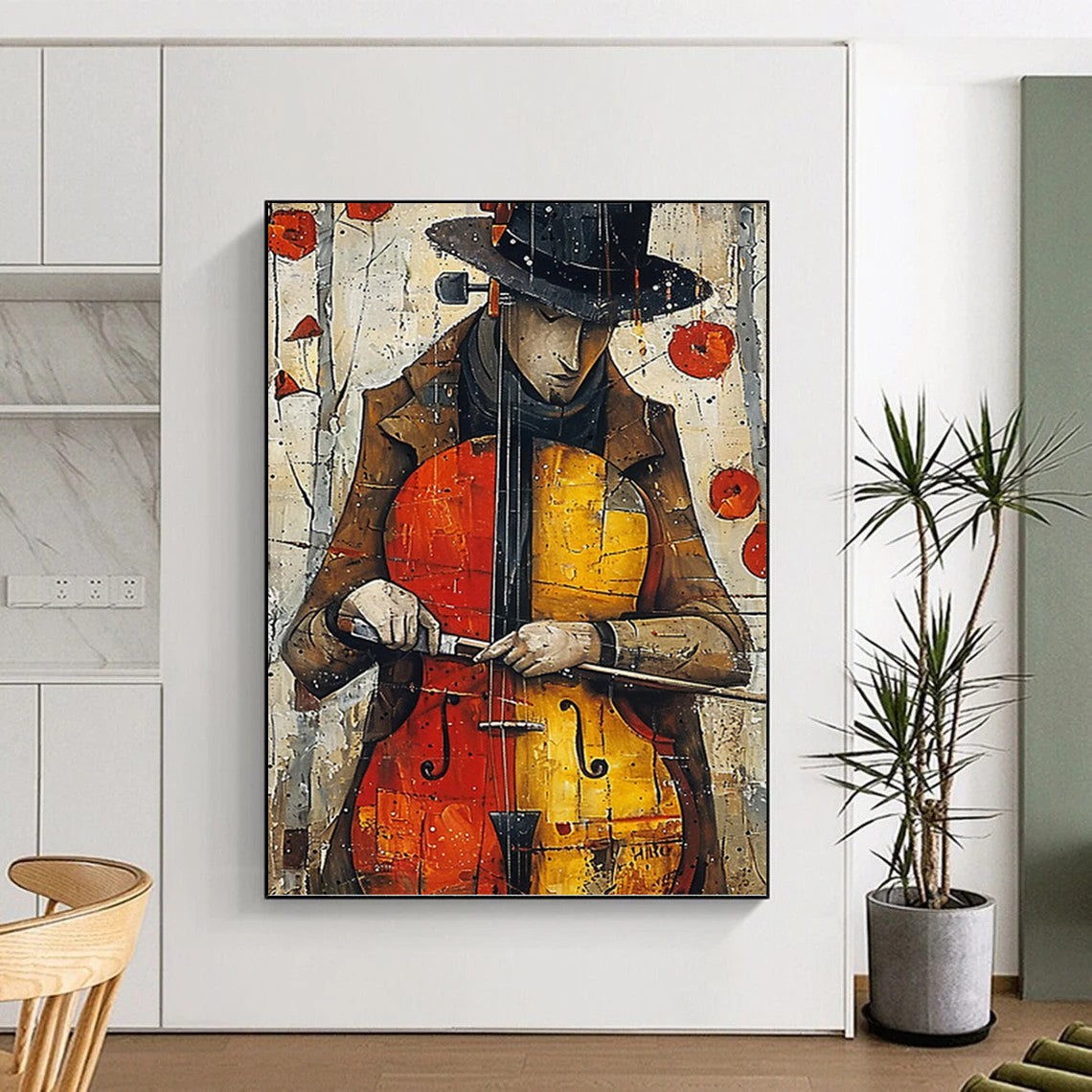“Musician Portrait” - Stylized, Figurative Painting On Canvas PT1532