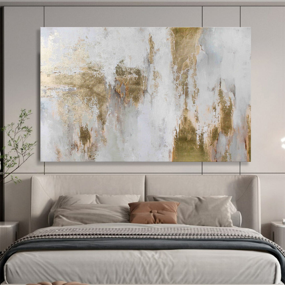 “Gold - Accented Textured Abstract” - Abstract Painting On Canvas DKS521