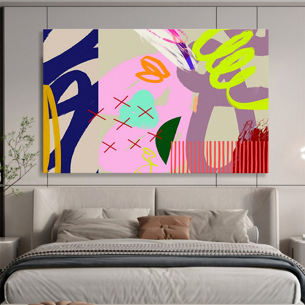 “Neon - Pastel Abstract Play” Abstract Painting On Canvas DKS200