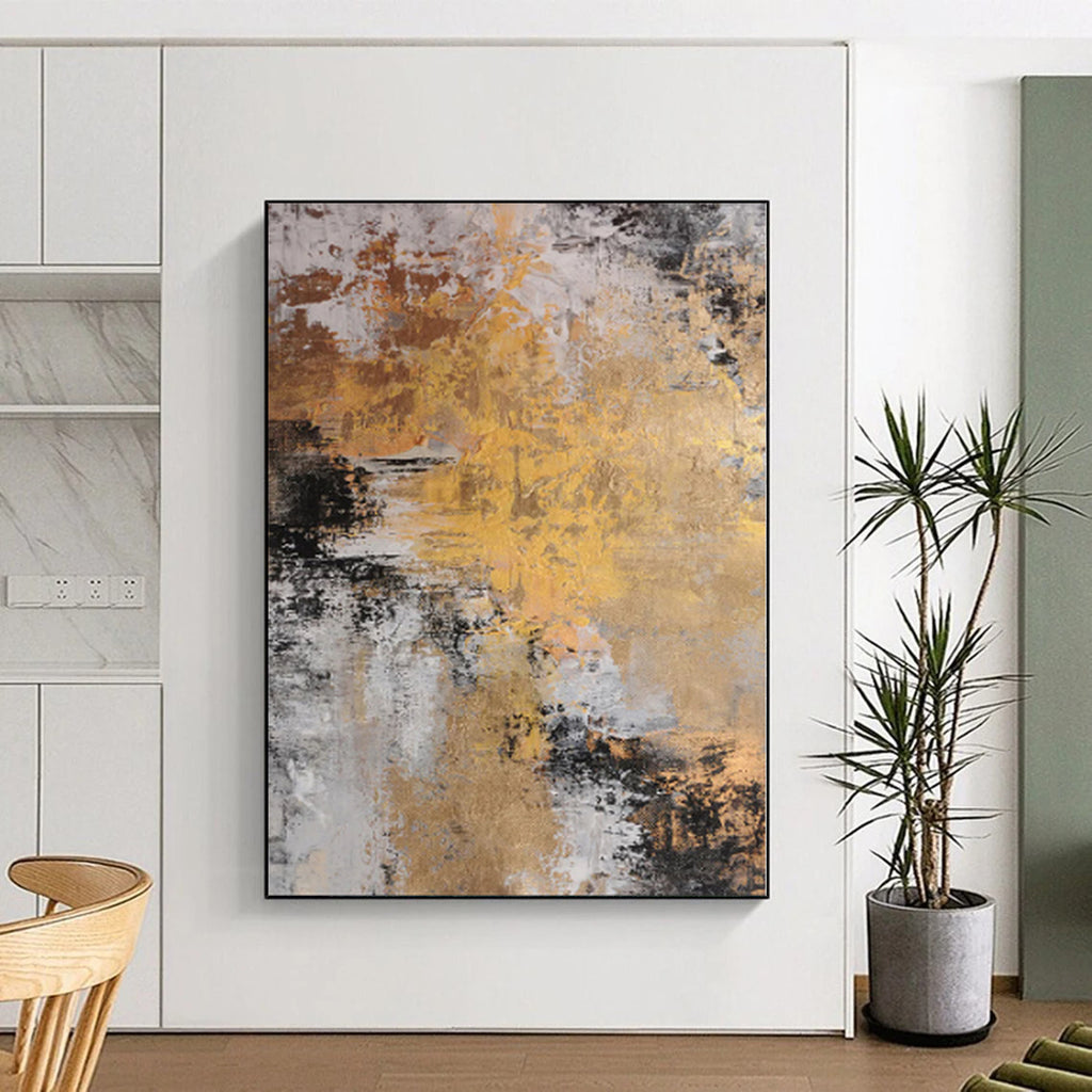 “Gilded Gray Abstract” - Abstract Impasto Painting On Canvas PS0014