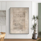 “Beige - Gray Grid Abstract” - Minimalist Abstract Painting On Canvas PS0091