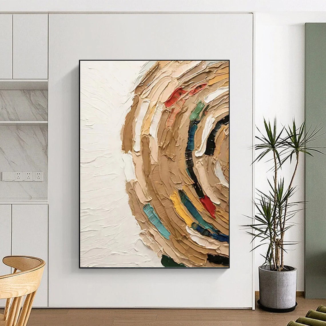“Colorful Textured Swirl” - Impasto Abstract Painting On Canvas PT1118