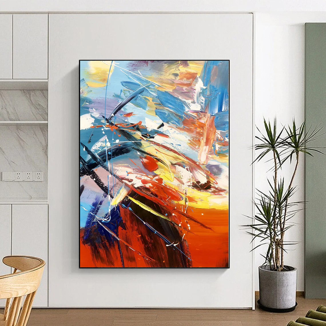“Vibrant Color - Splash Abstract Composition” - Dynamic Abstract Painting On Canvas PS0317