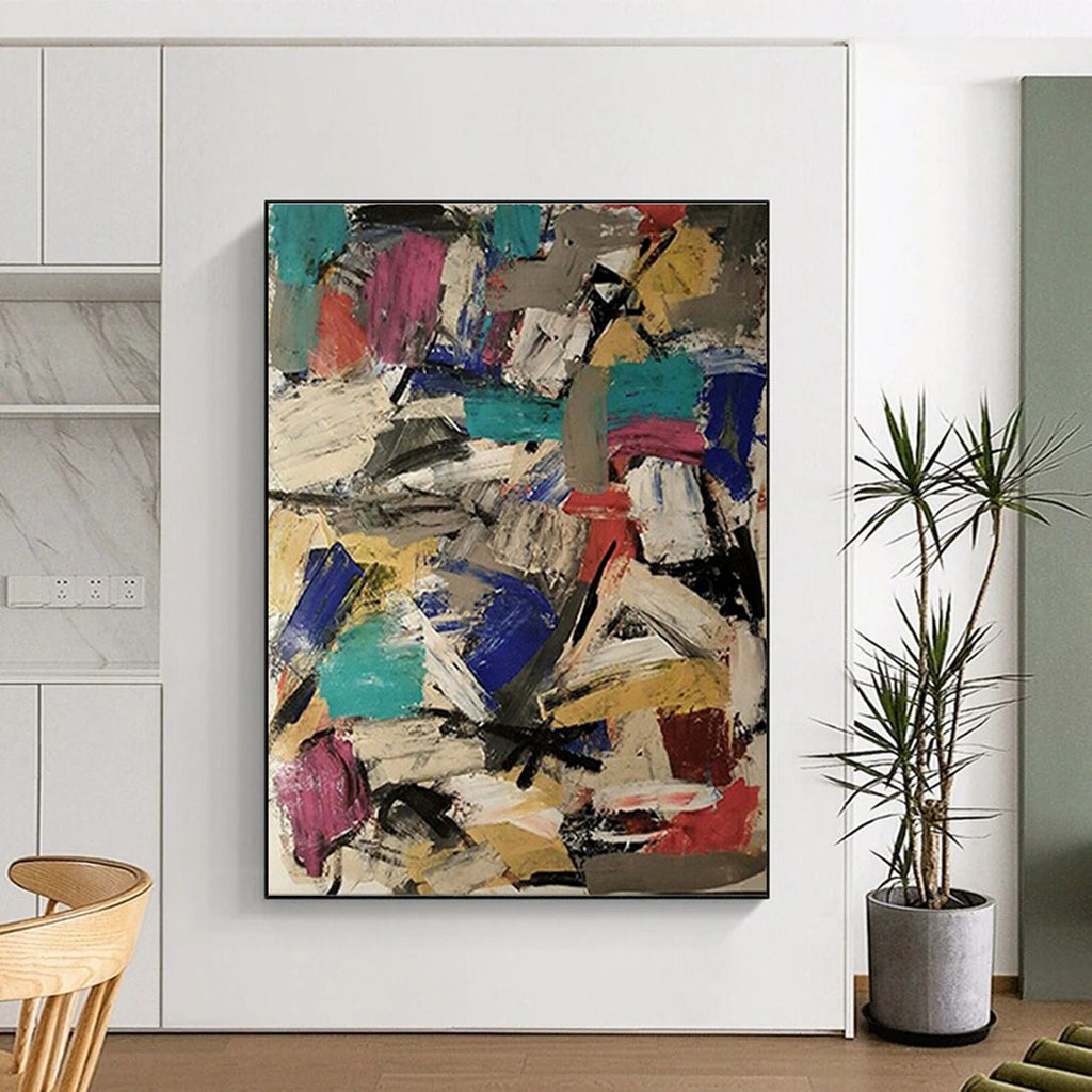 “Vibrant Color Blocks Abstract” - Multicolor Abstract Expressionist Painting On Canvas PS0727