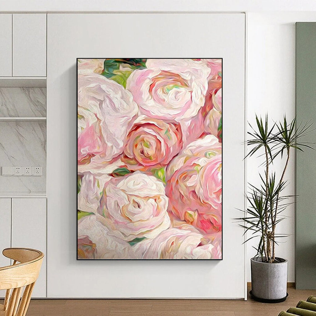 “Pink and White Floral Impressionist Painting” - Botanical Impressionism On Canvas PT0983
