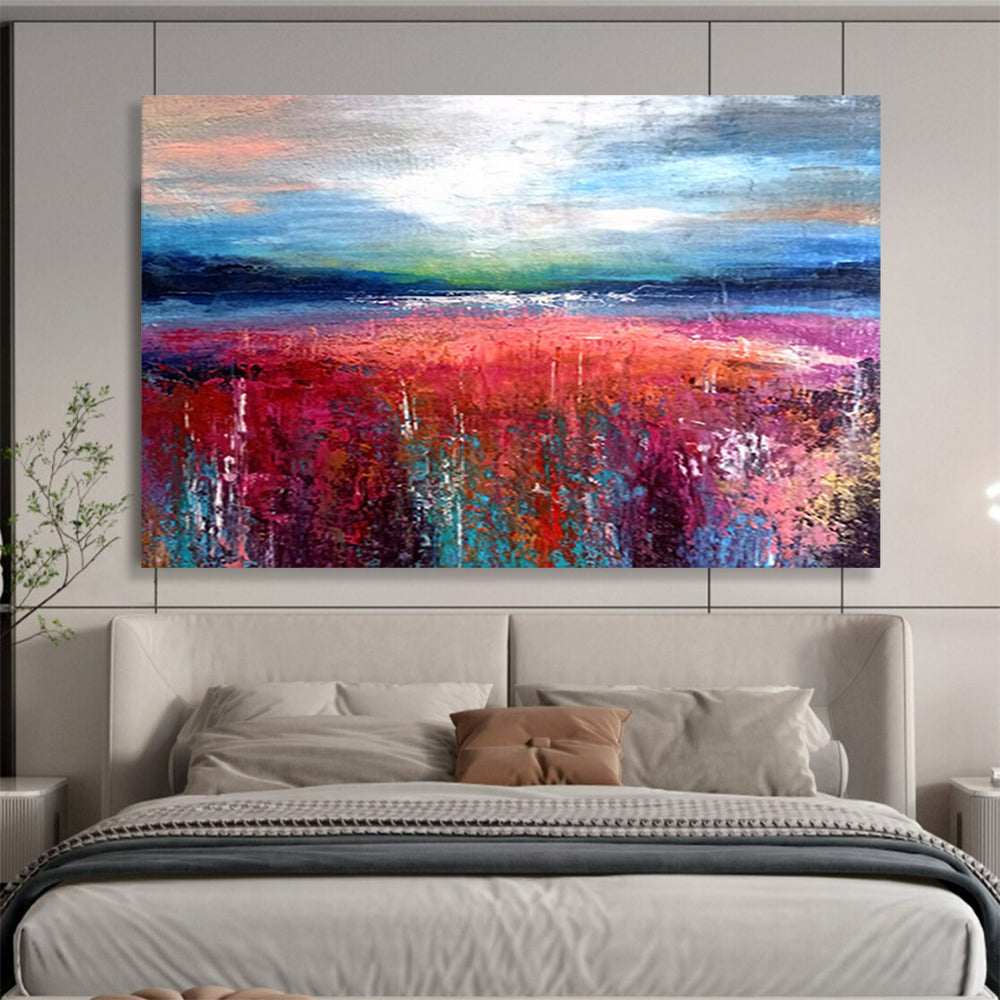 “Colorful Abstract Landscape” - Abstract, Expressionistic - Styled Painting On Canvas DKS010