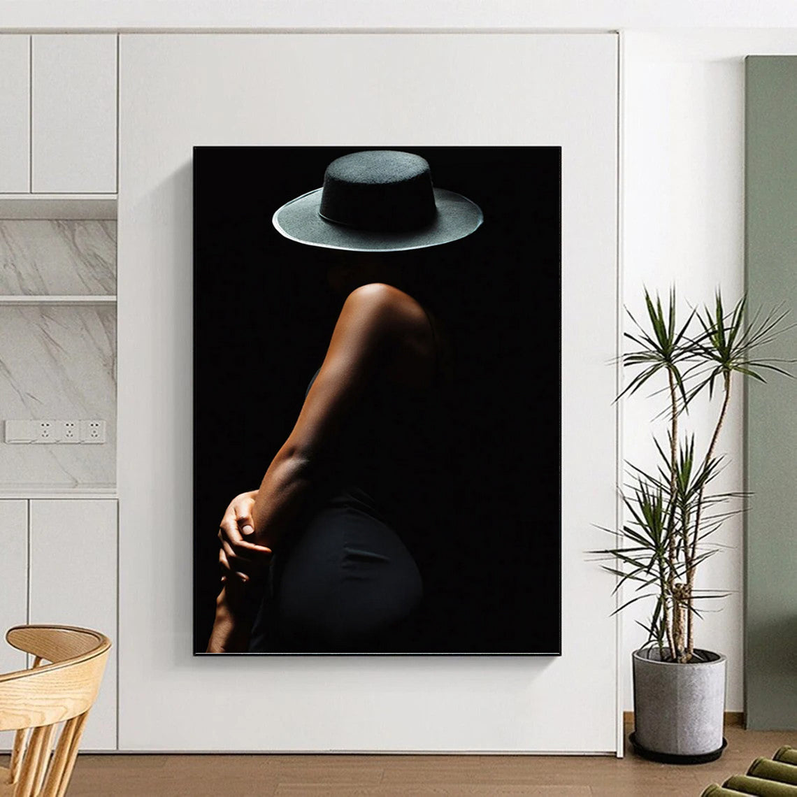 “Black Silhouette Lady” - Monochrome, Mysterious - Themed Painting On Canvas PT1606