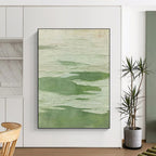 “Textured Green - White Impasto” - Impasto Abstract Painting On Canvas PT1227